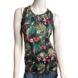 OLD NAVY Size S High-Neck Mesh-Trim Racerback Performance Tank Black Tropical